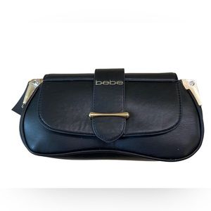 bebe Black and Gold Crossbody Bag with Sleek Design